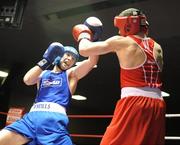 9 January 2008; William McLoughlin, left, Illies Boxing Club, Donegal, in action against Terry O'Neill, St.Saviours boxing Club. National Senior Boxing Championships Preliminary Round, 69Kg, Terry O'Neill.v.William McLoughlin, National Boxing Stadium, South Circular Road, Dublin. Picture credit; David Maher / SPORTSFILE