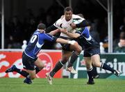 12 January 2008; Noleli Kunavre, Toulouse, is tackled by Felipe Contepomi, left, and Gordon D'Arcy, Leinster. Heineken Cup, Pool 6, Round 5, Leinster v Toulouse, RDS, Dublin. Picture credit; Brendan Moran / SPORTSFILE