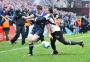 12 January 2008; Brian O'Driscoll, Leinster, is tackled by Yves Donguy, Toulouse. Heineken Cup, Pool 6, Round 5, Leinster v Toulouse, RDS, Dublin. Picture credit; Brendan Moran / SPORTSFILE