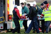 13 January 2008; Tyrone's Aidan McCarron is stretchered off the field after a first half incident. Gaelic Life, Dr. McKenna Cup, Section B, Donegal v Tyrone, Fr Tierney Park, Ballyshannon, Co. Donegal. Picture credit; Oliver McVeigh / SPORTSFILE