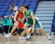 13 January 2008; Ian O'Boyle, Shamrock Rovers Hoops, in action against Paddy Kelly, DART Killester. Men's SuperLeague National Cup Semi-Final 2008, DART Killester, Dublin v Shamrock Rovers Hoops, Dublin, National Basketball Arena, Tallaght, Dublin. Picture credit: Stephen McCarthy / SPORTSFILE