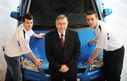 21 January 2008; Pictured are PFAI/Ford Premier Division Player of the Year, Brian Shelley, right, and PFAI/Ford First Division Player of the Year, Conor Gethins receiving their brand new Ford Focus cars from Ford’s Regional Manager Martin Canniffe. Shelley, Drogheda United and Gethins, Finn Harps, both have the use of the Ford Focus cars for the year after winning their respective Ford/PFAI Awards in November. Airside Ford, Airside Motor Park, Nevinstown, Swords, Dublin. Picture credit: Brian Lawless / SPORTSFILE