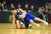 26 January 2008; Beth Meaney, Meteors, in action against Orla O'Reilly, Team Montenotte Hotel Cork. Women's U-20 National Cup Final 2008, Team Montenotte Hotel Cork v Meteors, National Basketball Arena, Tallaght, Dublin. Picture credit: Stephen McCarthy / SPORTSFILE *** Local Caption ***