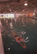 3 May 2000; A swimmer finishes a lap of Ireland's first 50 metre swimming pool in the West Wood Club in Fairview, Dublin. Photo by Brendan Moran/Sportsfile