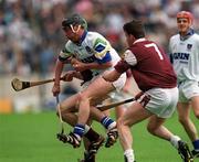 30 April 2000; Dave Bennett of Waterford is tackled by Finbar Gantley of Galway during the Church & General National Hurling League Division 1 Semi-Final match between Galway and Waterford at Semple Stadium in Thurles, Tipperary. Photo by Ray McManus/Sportsfile