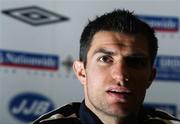 5 February 2008; Northen Ireland's Aaron Hughes, at a press conference ahead of their friendly against Bulgaria. Hilton Hotel, Templepatrick, Belfast, Co. Antrim. Picture credit; Oliver McVeigh / SPORTSFILE