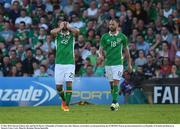 31 May 2016; Darron Gibson, left, and David Meyler of Republic of Ireland react after Belarus scored their second goal during the EURO2016 Warm-up International between Republic of Ireland and Belarus in Turners Cross, Cork. Photo by Brendan Moran/Sportsfile