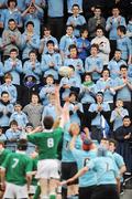 21 February 2008; St Michael's supporters urge on their side in the line out. Leinster Schools Junior Cup semi-final, St Michael's v Gonzaga College, Donnybrook, Co. Dublin. Picture credit; Stephen McCarthy / SPORTSFILE