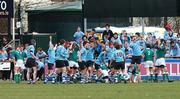 21 February 2008; St Michael's players celebrate as  Gonzaga College players fall dejected as the referee blows the final whistle. Leinster Schools Junior Cup semi-final, St Michael's v Gonzaga College, Donnybrook, Co. Dublin. Picture credit; Gavin McDowell / SPORTSFILE *** Local Caption ***