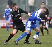 23 February 2008; Richard Clarke, Newry City, in action against Daryl Fordyce, Glentoran. Carnegie Premier league, Newry City v Glentoran, The Showgrounds, Newry, Co. Down. Picture credit; Oliver McVeigh / SPORTSFILE