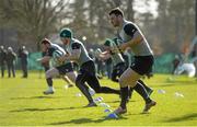 10 March 2015; Ireland's Robbie Henshaw in action during squad training. Carton House, Maynooth, Co. Kildare. Picture credit: Brendan Moran / SPORTSFILE