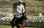 10 March 2015; Ruby Walsh celebrates after winning the Supreme Novices' Hurdle on Douvan. Cheltenham Racing Festival 2015, Prestbury Park, Cheltenham, England. Picture credit: Matt Browne / SPORTSFILE