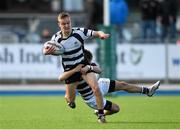 10 March 2015; Evan Browne, Cistercian College Roscrea, is tackled by Matthew O'Shea, Terenure College. Bank of Ireland Leinster Schools Junior Cup, Semi-Final, Terenure College v Cistercian College Roscrea, Donnybrook Stadium, Donnybrook, Dublin. Photo by Sportsfile