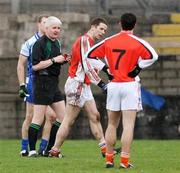 2 March 2008; Referee John Bannon sends off Armagh captain Paul McGrane for a second half incident. Allianz National Football League, Division 2, Round 3, Monaghan v Armagh, St Tighearnach's Park, Clones, Co. Monaghan. Picture credit: Oliver McVeigh / SPORTSFILE