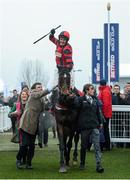 13 March 2015; Tom Scudamore on Next Sensation celebrates winning the Grand Annual Chase. Cheltenham Racing Festival 2015, Prestbury Park, Cheltenham, England. Picture credit: Matt Browne / SPORTSFILE