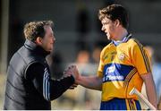 14 March 2015; Clare manager Davy Fitzgerald and Man of the Match Tony Kelly celebrate their side's victory over Dublin. Allianz Hurling League Division 1A Round 4, Clare v Dublin. Cusack Park, Ennis, Co. Clare. Picture credit: Diarmuid Greene / SPORTSFILE