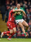 14 March 2015; Simon Zebo, Ireland, is tackled by Scott Williams, Wales. RBS Six Nations Rugby Championship, Wales v Ireland, Millennium Stadium, Cardiff, Wales. Picture credit: Brendan Moran / SPORTSFILE