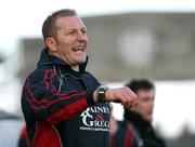 4 March 2008; Ballymena Academy coach John Andrews issues instructions to his players. Northern Bank Schools Cup semi-final, Ballymena Academy v Methodist College Belfast, Ravenhill, Belfast, Co. Antrim. Picture credit; Oliver McVeigh / SPORTSFILE