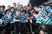 4 March 2008; St. Gerard's School fans and team-mates celebrate together after game. Fr. Godfrey Junior Cup Final, Wesley College v St. Gerard's School, Donnybrook, Dublin. Picture credit; Caroline Quinn / SPORTSFILE