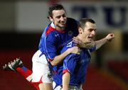 5 March 2008; Linfield's Oran Kearney, right, celebrates his goal with team-mate Michael Gault. JJB Sports Irish Cup quarter-final replay, Linfield v Newry City, Windsor Park, Belfast, Co. Antrim. Picture credit: Oliver McVeigh / SPORTSFILE