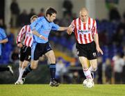 7 March 2008; Conor Sammon, Derry City, in action against Brian Shorthall, UCD. eircom League of Ireland Premier Division, UCD v Derry City, Belfield Bowl, UCD, Dublin; Picture credit; Stephen McCarthy / SPORTSFILE