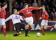 7 March 2008; James Keddy, Shelbourne, in action against David O'Connor, Dundalk. eircom League, First Division, Shelbourne v Dundalk, Tolka Park, Drumcondra, Dublin. Picture credit; Brian Lawless / SPORTSFILE