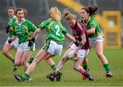 15 March 2015; Louise Ward, Galway, in action against, from left, Cait Lynch, Ciara Murphy, Aislinn Desmond, Kerry. TESCO HomeGrown Ladies National Football League, Division 1, Round 5, Galway v Kerry, Tuam Stadium, Tuam, Co. Galway. Picture credit: Pat Murphy / SPORTSFILE