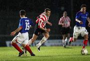 10 March 2008; Niall McGinn, Derry City, tackled by Tim McCann, Linfield. Setanta Cup, Group 2, Linfield v Derry City, Windsor Park, Belfast, Co. Antrim. Picture credit: Oliver McVeigh / SPORTSFILE