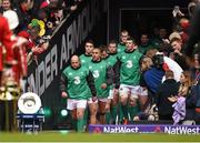 14 March 2015; Rory Best and his Ireland team-mates make their way onto the pitch ahead of the game. RBS Six Nations Rugby Championship, Wales v Ireland. Millennium Stadium, Cardiff, Wales. Picture credit: Stephen McCarthy / SPORTSFILE