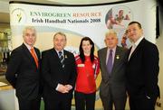 11 March 2008; Kevin Quinn, left, Contracts Manager of Resource, Nickey Brennan, President of the GAA, Emer Coyle, St. Coman's, Roscommon, Tom Walsh, President of the Irish Handball Council, and Walter O'Connor, Managing Director of Envirogreen, at the announcement of the Irish Handball Council Sponsorships in Croke Park. Envirogreen and Resource are joint sponsors of the Irish Handball Nationals 2008 and Dalkia are sponsoring the 40x20 Championships. Croke Park, Dublin. Picture credit: Caroline Quinn / SPORTSFILE