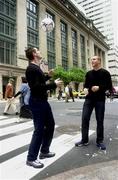 8 June 2000; Republic of Ireland's Mark Kennedy, left, and Barry Quinn on 4th Avenue in Manhattan, New York, USA, during the US Nike Cup. Photo by David Maher/Sportsfile