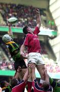 27 May 2000; Eddie Halvey of Munster in action against Tim Rodber of Northampton Saints during the Heineken Cup Final between Munster and Northampton Saints at Twickenham Stadium in London, England. Photo by Brendan Moran/Sportsfile