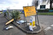 12 March 2008; Signage at the main entrance to Prestbury Park where racing was abandoned due to strong winds. Cheltenham Racing Festival, Prestbury Park, Cheltenham, England. Picture credit; David Maher / SPORTSFILE