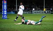 14 March 2008; David Kearney, Ireland, goes over to score his side's first try. U20 Six Nations Rugby Championship, England U20 v Ireland U20, Kingsholm, Gloucester, England. Picture credit: Stephen McCarthy / SPORTSFILE