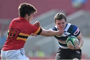 19 March 2015; Nevil O'Sullivan, Crescent College Comprehensive, is tackled by Eoin Monahan, CBC. SEAT Munster Schools Junior Cup Final, Crescent College Comprehensive v CBC, Thomond Park, Limerick. Picture credit: Ramsey Cardy / SPORTSFILE