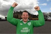 20 March 2015; Ireland supporter Mark Fearon, from Killiney, Co. Dublin, at Edinburgh Castle ahead of Ireland's RBS Six Nations Rugby Championship game against Scotland on Saturday. Edinburgh, Scotland. Picture credit: Stephen McCarthy / SPORTSFILE