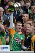 17 March 2015; Tom Healy, Corofin, lifts the trophy. AIB GAA Football All-Ireland Senior Club Championship Final, Corofin v Slaughtneil, Croke Park, Dublin. Picture credit: Cody Glenn / SPORTSFILE