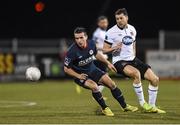 20 March 2015; Christy Fagan, St Patrick's Athletic, in action against Brian Gartland, Dundalk. SSE Airtricity League, Premier Division, Dundalk v St Patrick's Athletic. Oriel Park, Dundalk, Co. Louth. Photo by Sportsfile