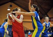 12 March 2008; Aileen Corridan, Causeway Comprehensive, in action against Flavia Calvar, Wilson's Hospital. Girls U16 C Final Schools League Final, Causeway Comprehensive, Co. Kerry v Wilson's Hospital, Westmeath, National Basketball Arena, Tallaght, Dublin. Picture credit: Brian Lawless / SPORTSFILE