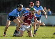 22 March 2015; Greg Lally, Galway, in action against Mark Schutte, left, and David Treacy, Dublin. Allianz Hurling League Division 1A, round 5, Dublin v Galway. Parnell Park, Dublin. Picture credit: Piaras Ó Mídheach / SPORTSFILE
