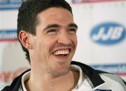 24 March 2008; Northern Ireland's Kyle Lafferty speaking at a press conference ahead of their friendly against Georgia. Hilton Hotel, Templepatrick, Co. Antrim. Picture credit; Oliver McVeigh / SPORTSFILE