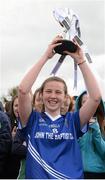 24 March 2015; John the Baptist captain Gráinne Ryan lifts the cup after the game. TESCO All Ireland PPS Junior B Final, St Michael's Lurgan, Armagh, v John the Baptist, Limerick. Kinnegad, Westmeath. Picture credit: Piaras O Midheach / SPORTSFILE