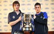 23 March 2008; Niall Flynn, left, Monaghan United FC, and Brian Kane, WFTA FC, Finglas, Dublin, who will meet in the semi-final of the FAI Umbro Under 17 Challenge Cup. Radisson Hotel, Dublin Airport, Dublin. Picture credit: David Maher / SPORTSFILE