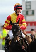 30 March 2008; Jockey Fran Berry all smiles after landing the first flat race of the season at the Curragh on Cool Tarifa. Tally Ho Stud European Breeders Fund Maiden. The Curragh Racecourse, Co. Kildare. Picture credit; Ray McManus / SPORTSFILE