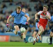 28 March 2015; Ciarán Kilkenny, Dublin, in action against Liam McGoldrick, Derry. Allianz Football League, Division 1, Round 6, Dublin v Derry. Croke Park, Dublin. Picture credit: Brendan Moran / SPORTSFILE