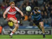 28 March 2015; Conor McAtamney, Derry, in action against Jack McCaffrey, Dublin. Allianz Football League, Division 1, Round 6, Dublin v Derry. Croke Park, Dublin. Picture credit: Ray McManus / SPORTSFILE