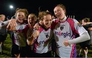 28 March 2015; Wexford Youths Women’s AFC players, from left, Amy Walsh, Becky Cassin, Kylie Murphy and Jessica Gleeson celebrate winning the League after the game. Continental Tyres Women's National League, Raheny United v Wexford Youths Women’s AFC, Morton Stadium, Santry, Dublin. Picture credit: Brendan Moran / SPORTSFILE