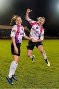 28 March 2015; Wexford Youths Women’s AFC goalscorers Amy Walsh, left, and Claire O'Riordan celebrate after the game. Continental Tyres Women's National League, Raheny United v Wexford Youths Women’s AFC, Morton Stadium, Santry, Dublin. Picture credit: Brendan Moran / SPORTSFILE
