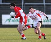 5 April 2008; Liam Hinphey, Derry, in action against Sean Cavanagh, Tyrone. Allianz National Football League, Division 1, Round 6, Derry v Tyrone, Celtic Park, Derry. Picture credit: Oliver McVeigh / SPORTSFILE