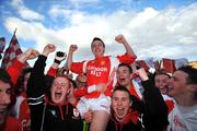 5 April 2008; St Patrick's captain Ryan Pickering, centre, is lifted by team-mates after victory. All Ireland Colleges A Football Final, St Brendans, Killarney v St Patrick's Academy, Dungannon, O'Moore Park, Portlaoise, Co. Laois. Picture credit: Ray Lohan / SPORTSFILE